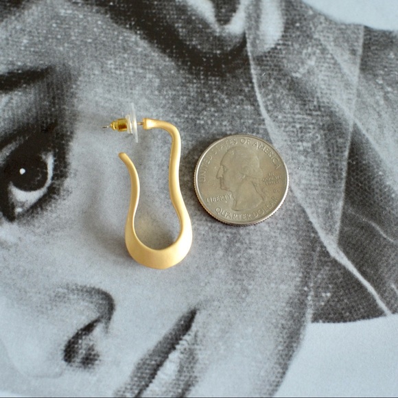 Brushed Gold Irregular Thick Hoop Earrings - Picture 3 of 3